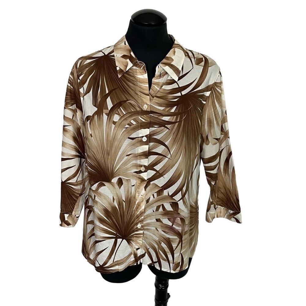 Tommy Bahama‎ Cotton Palm Frond Button Down Blouse - Women’s L
